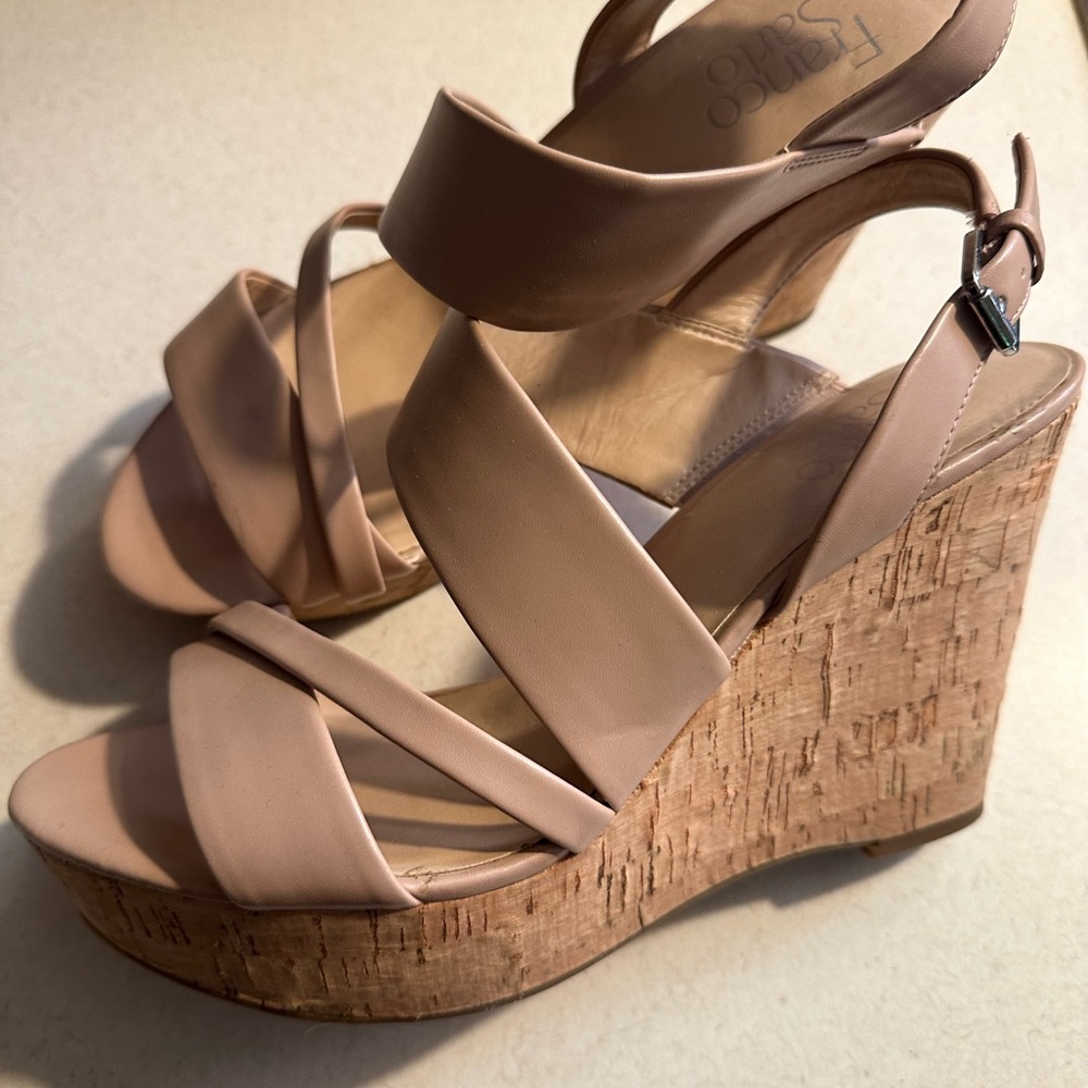 Franco Sarto Nude Wedge Sandals